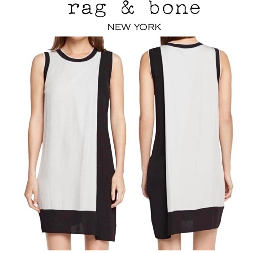 Rag & Bone Abby Layered Shift Dress in Seaglass black XS - XXS